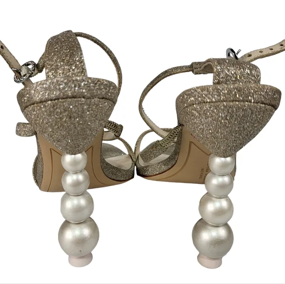 Sophia Webster Rosalind Pearl Glitter Sculptured Heel Sandals Champagne 36.5 - Picture 8 of 11